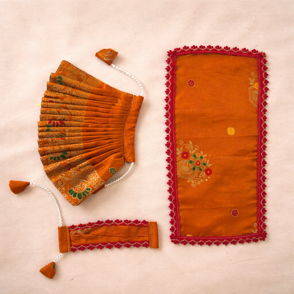 Jogan Meera Brown Banarasi Fabric Poshak for Radha Rani – Festive Collection