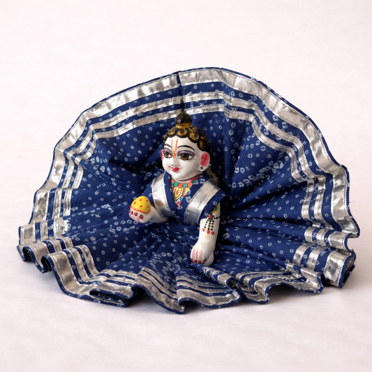 Jogan Meera Dark Blue Bandhani Print Poshak for Laddu Gopal