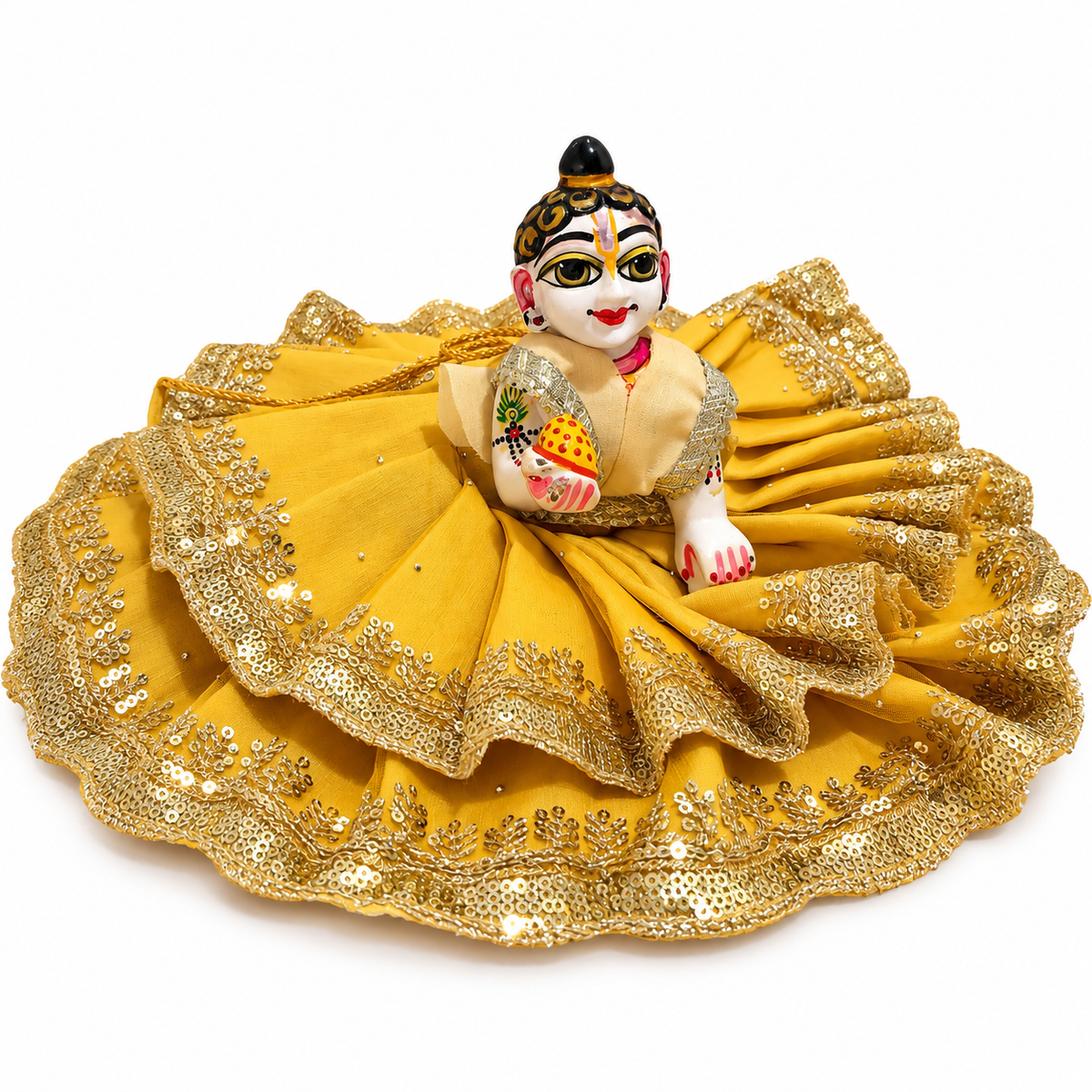 Jogan Meera Double Frill Golden Heavy Diwali Net Poshak for Laddu Gopal