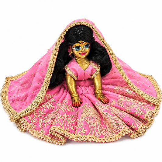 Jogan Meera Light-Pink Heavy Diwali Raja Rani Poshak for Radha Rani Ji