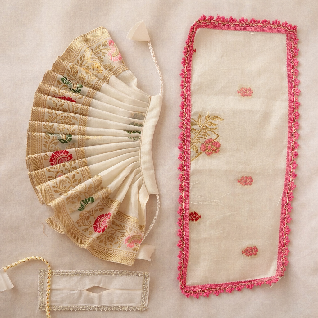 Jogan Meera White Banarasi Fabric Poshak for Radha Rani – Festive Collection