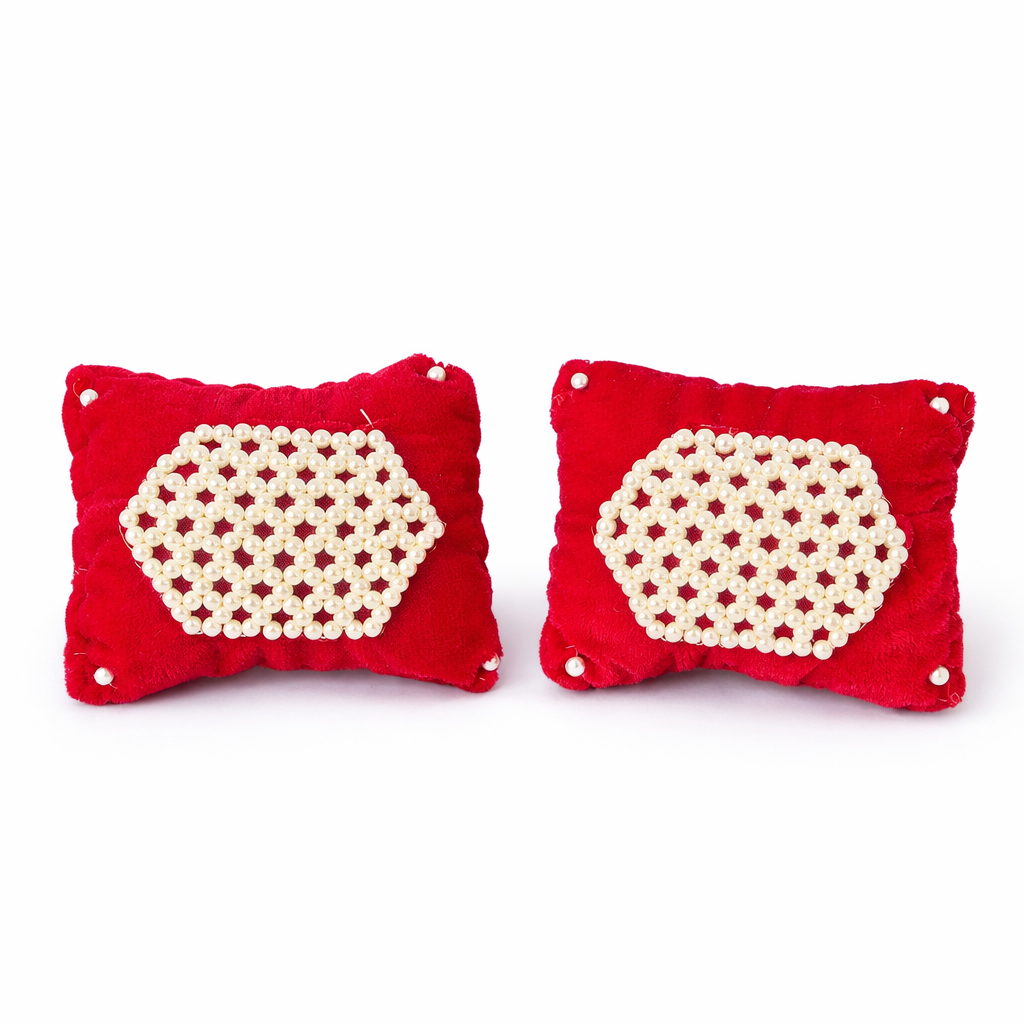 Jogan Meera Pink Moti Work Pillow Pair for Laddu Gopal Seva