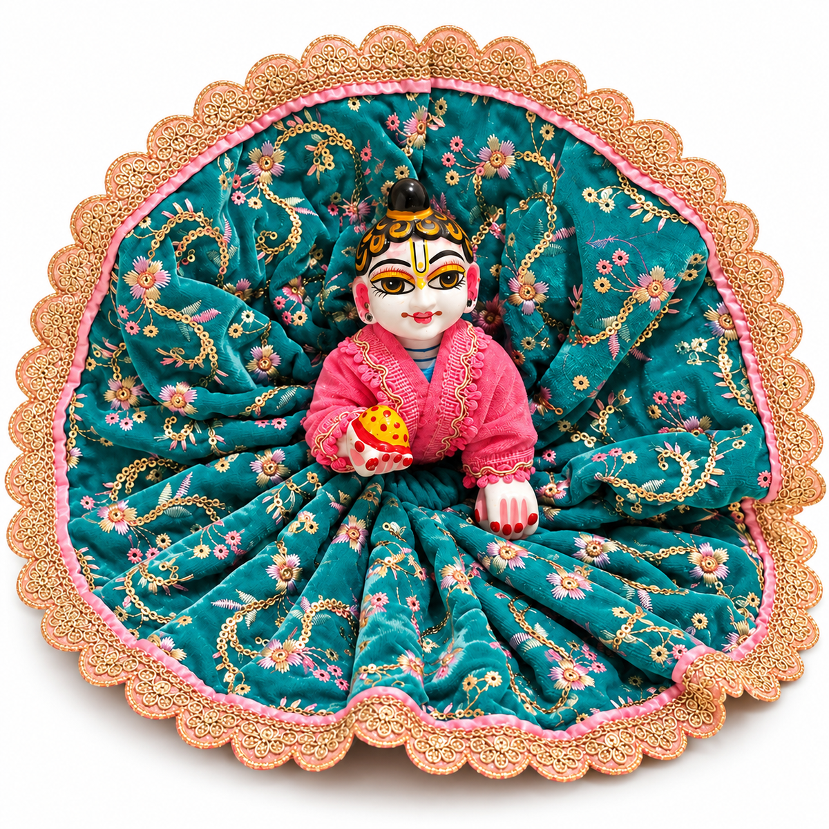 Jogan Meera Light Blue Heavy Velvet Poshak With Blouse for Laddu Gopal