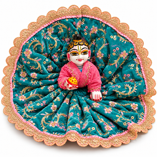 Jogan Meera Light Blue Heavy Velvet Poshak With Blouse for Laddu Gopal