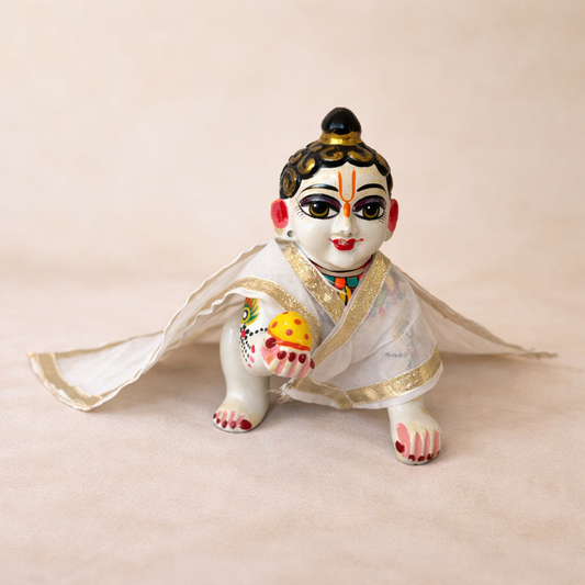 Jogan Meera White Daily Wear Gotta Cotton Chira Vastra for Lalan ju