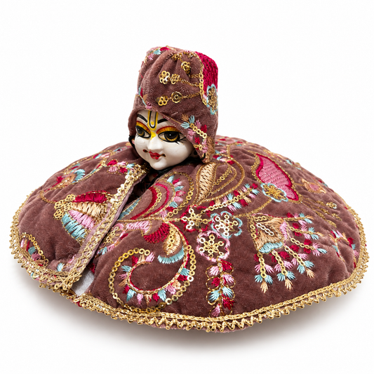 Jogan Meera Winter Rose Brown Fargul Dress With Topa for Laddu Gopal Ji and Radha Ji