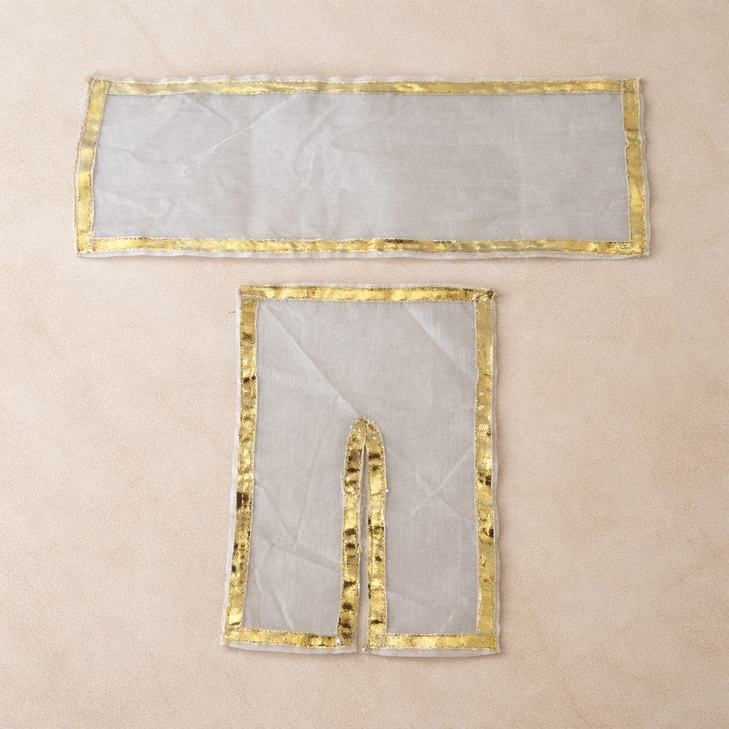 Jogan Meera White Daily Wear Gotta Cotton Chira Vastra for Lalan ju