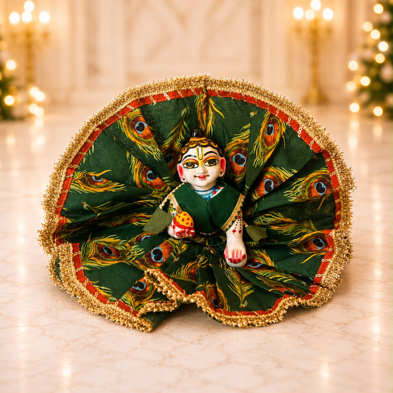 Jogan Meera Hariyali Amavasya Morpankh Printed Poshak for Laddu Gopal Ji