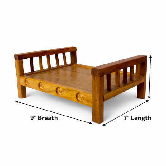Jogan Meera Sagwan Wood Bed with Gadda Set Laddu Gopal Seva Combo