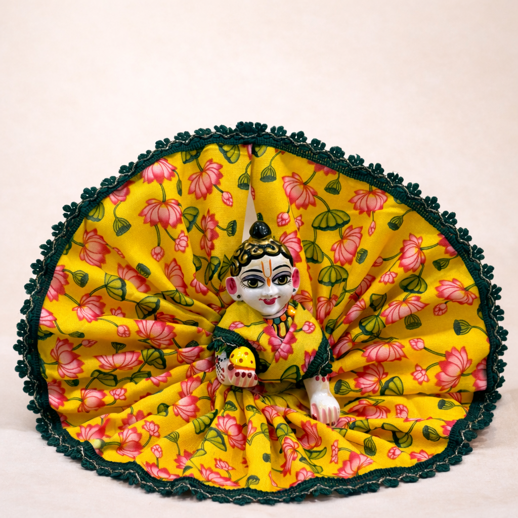 Jogan Meera Yellow Kamal Cotton Poshak for Laddu Gopal