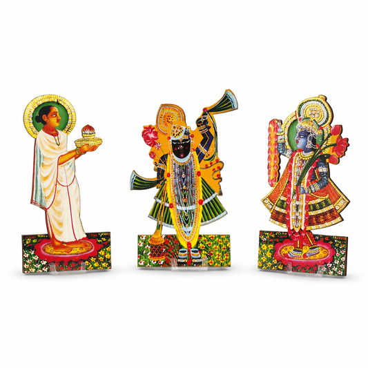 Jogan Meera Shreenathji, Yamunaji & Mahaprabhuji MDF Jhanki (6 Inch)