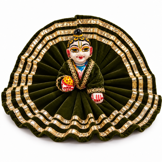Jogan Meera Mehendi Daily Wear Gotta Velvet Poshak With Blouse for Laddu Gopal