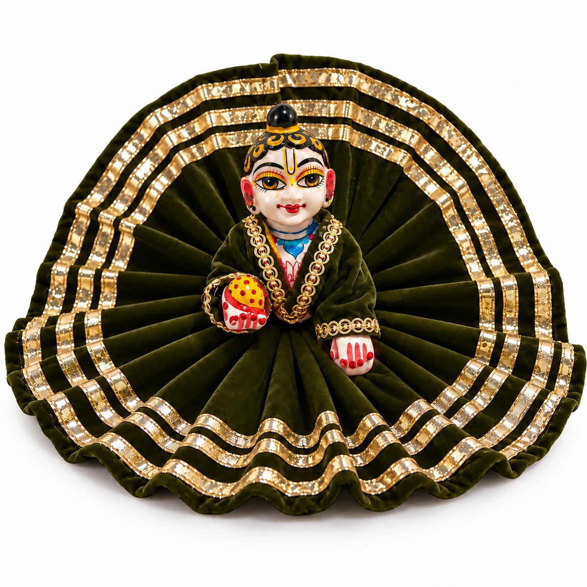 Jogan Meera Mehendi Daily Wear Gotta Velvet Poshak With Blouse for Laddu Gopal