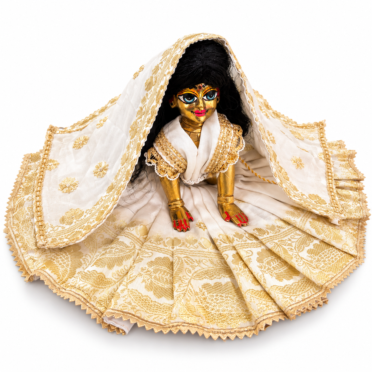 Jogan Meera White Banarasi Heavy Poshak for Sharad Purnima for Radha Rani