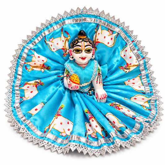 Jogan Meera Gopashtami Special Light-blue Cow Poshak for Laddu Gopal Ji