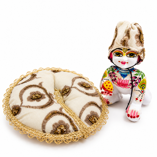 Jogan Meera Winter White Fargul Dress With Topa for Laddu Gopal Ji and Radha Ji