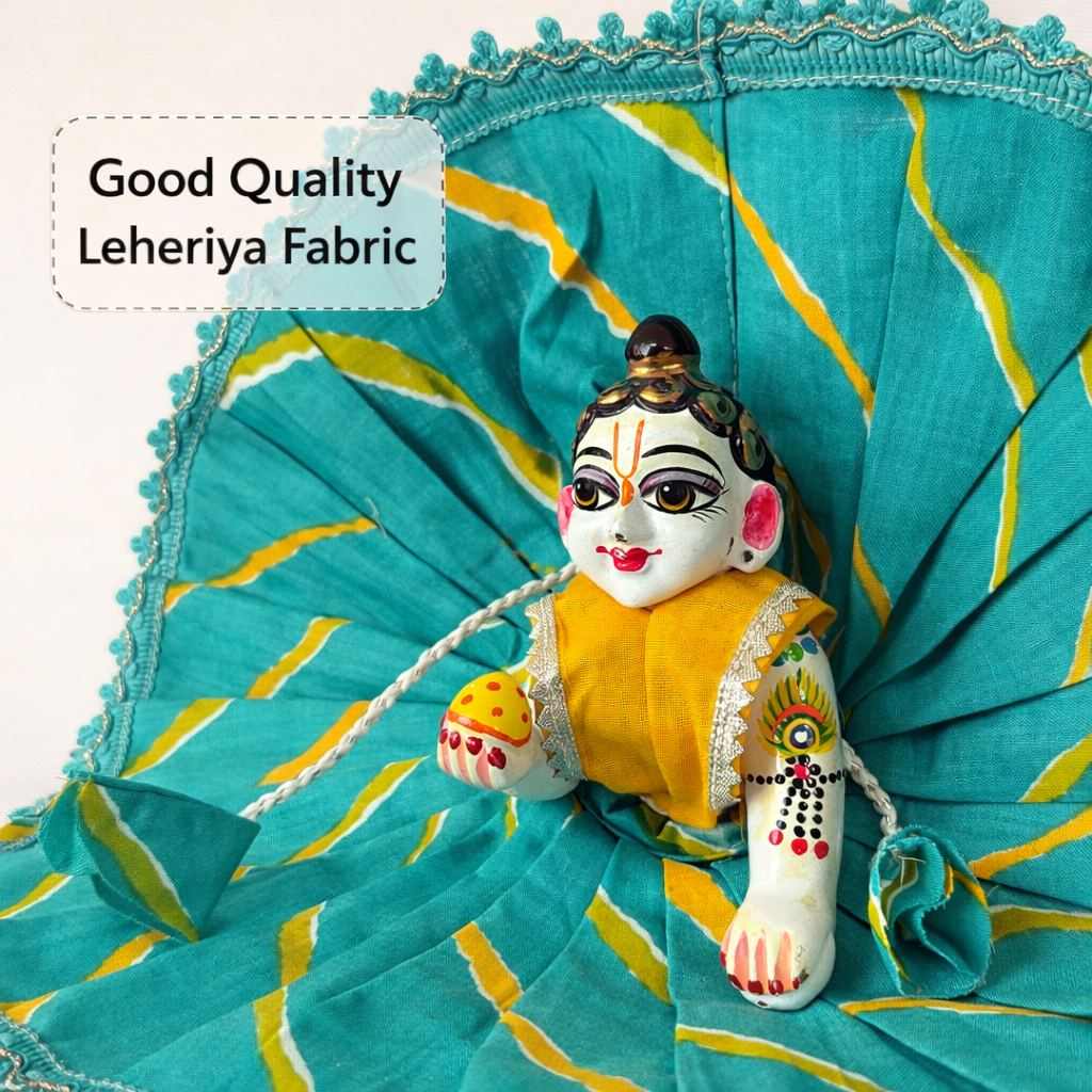 Jogan Meera Blue Cotton Lehriya Poshak for Laddu Gopal