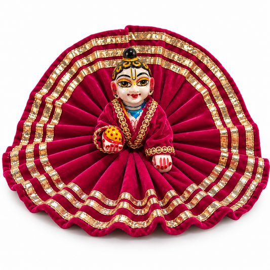 Jogan Meera Dark Pink Daily Wear Gotta Velvet Poshak With Blouse for Laddu Gopal