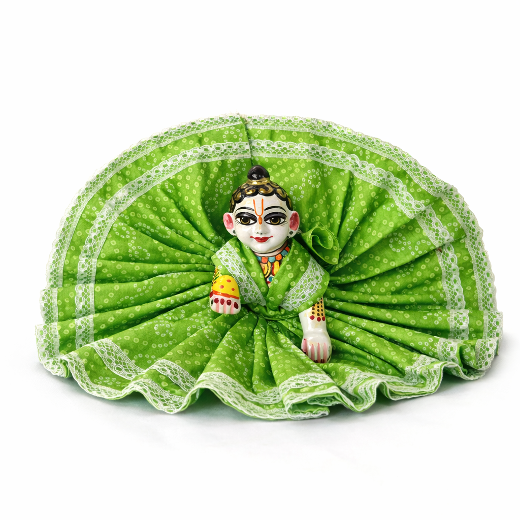 Jogan Meera Green Bandhani Print Poshak for Laddu Gopal