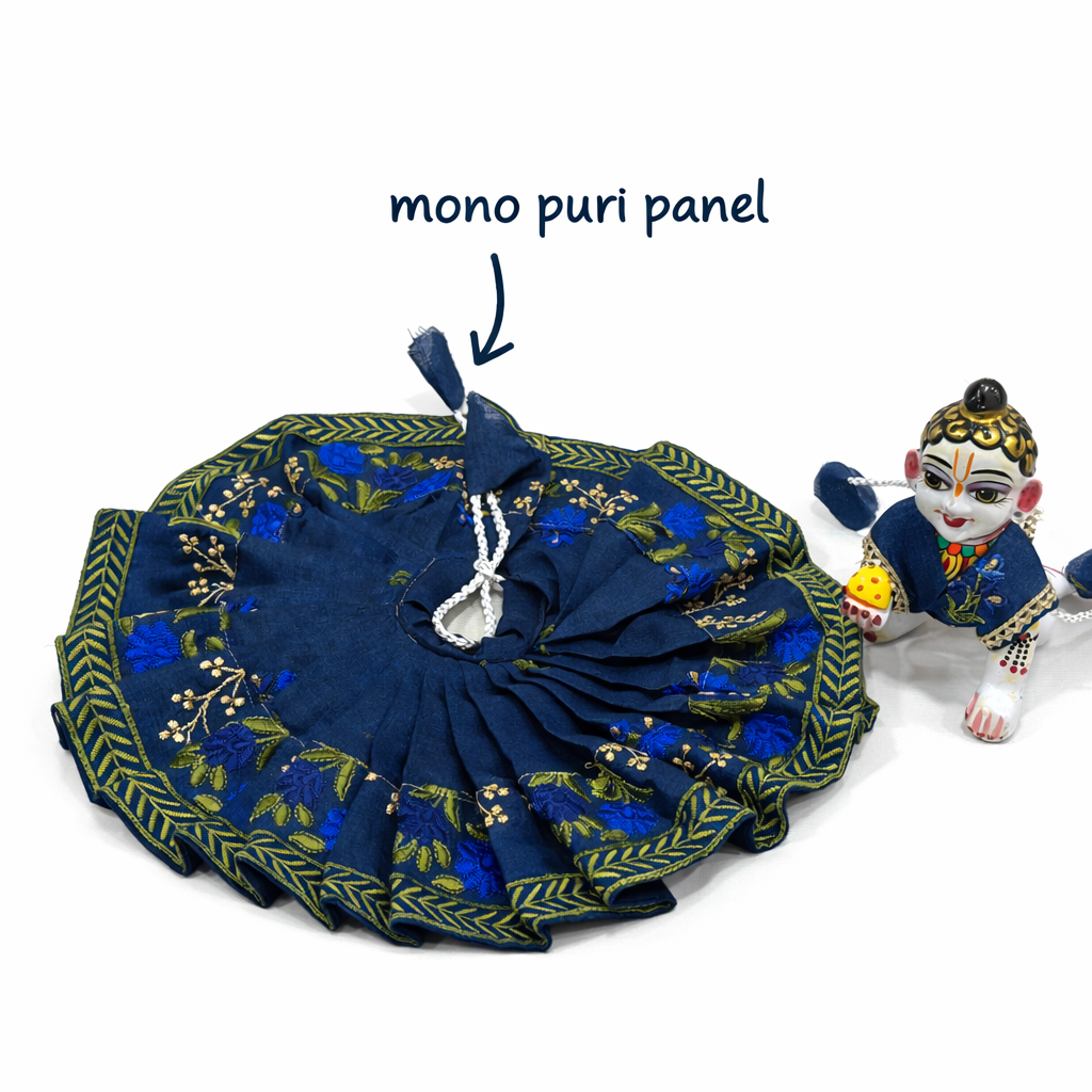 Jogan Meera Dark Blue Heavy Manipuri Embroidery Poshak for Laddu Gopal