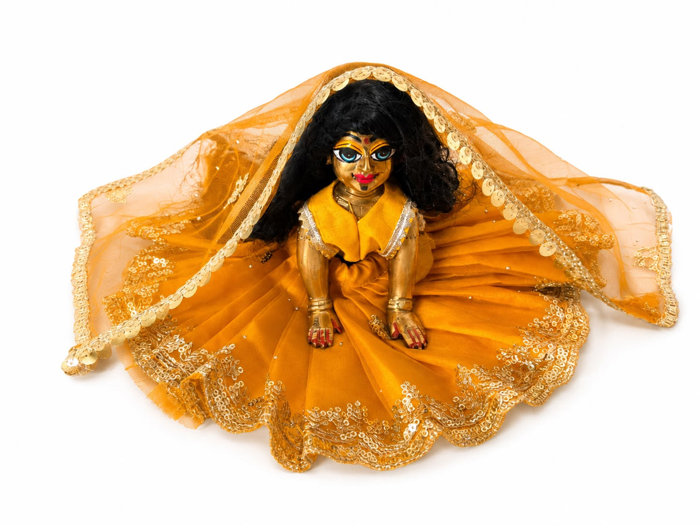 Jogan Meera Golden Single Net Poshak for Radha Ju