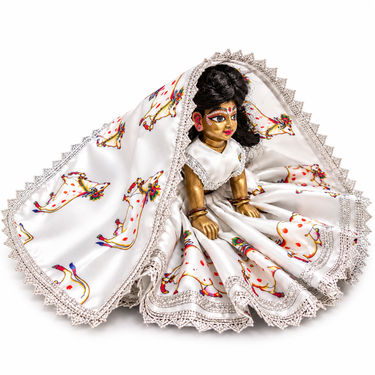 Jogan Meera Gopashtami Special White Cow Poshak for Radha Rani Ji