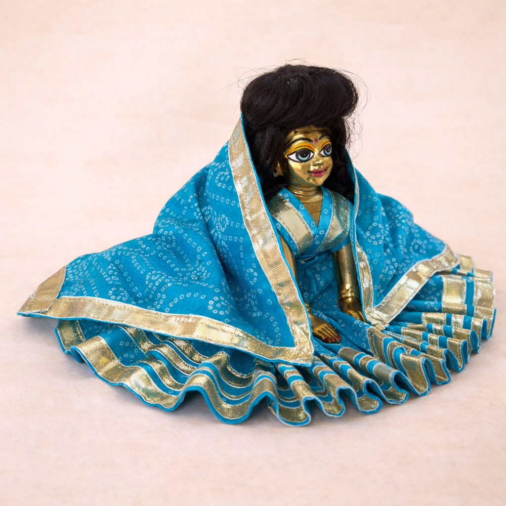 Jogan Meera Blue Bandhani Print Poshak for Radha Rani