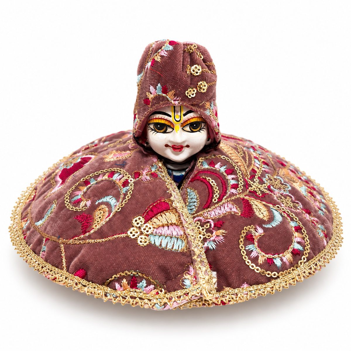 Jogan Meera Winter Rose Brown Fargul Dress With Topa for Laddu Gopal Ji and Radha Ji