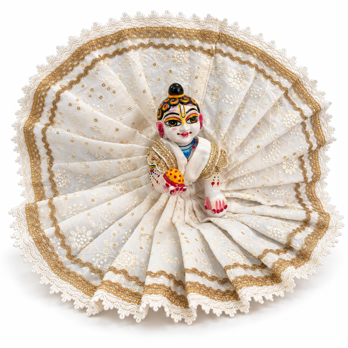 Jogan Meera White Embroidery Poshak for Sharad Purnima for Laddu Gopal