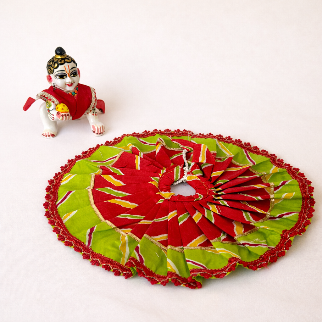 Jogan Meera Cotton Lehriya Poshak – Green & Red