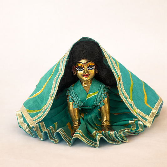 Jogan Meera Blue Cotton Lehriya Poshak for Radha Rani