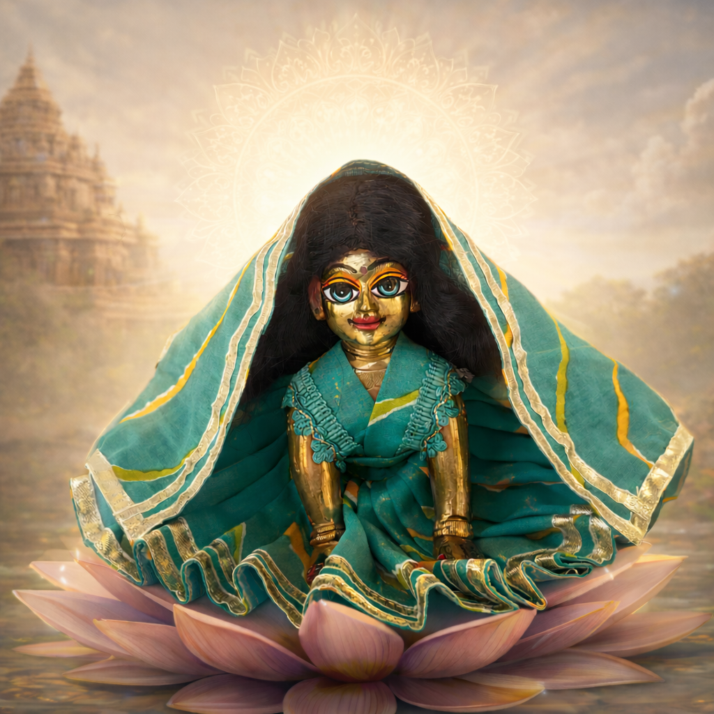 Jogan Meera Blue Cotton Lehriya Poshak for Radha Rani