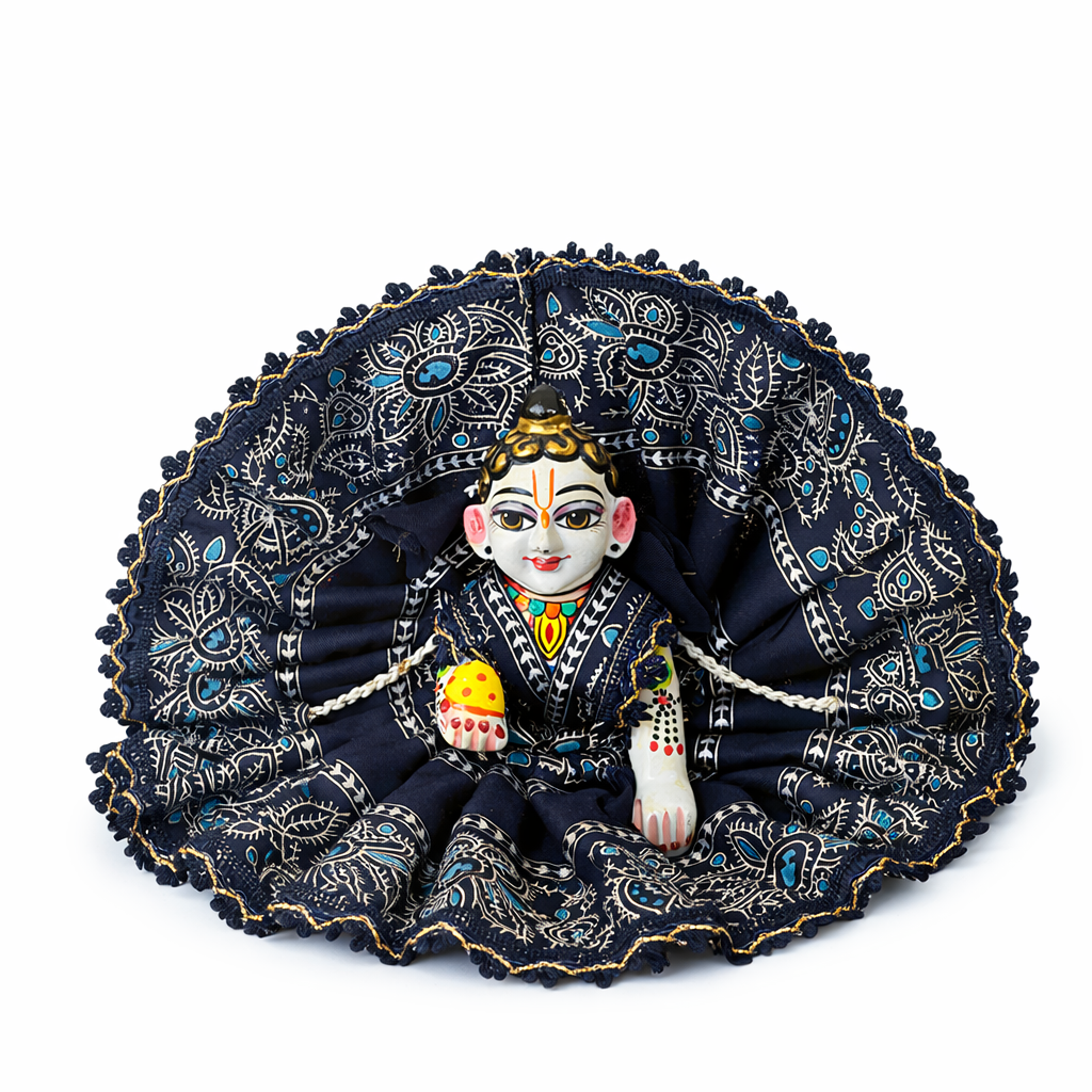 Jogan Meera Dark Blue Cotton Print Poshak for Laddu Gopal