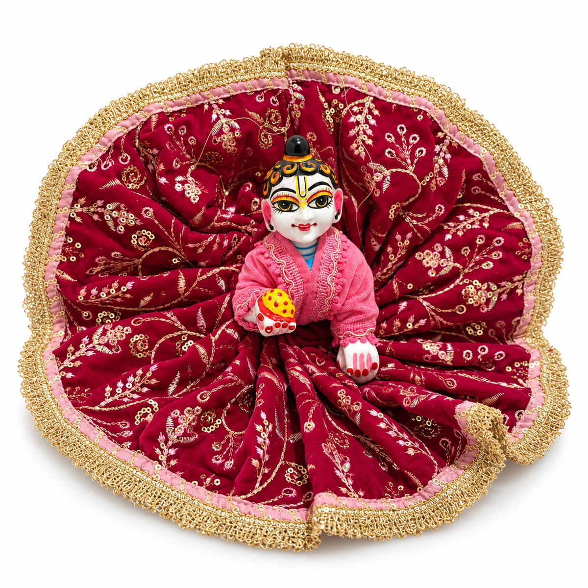 Jogan Meera Royal pink Heavy Velvet Poshak With Blouse for Laddu Gopal