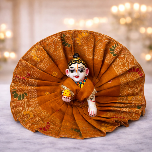 Jogan Meera Brown Banarasi Fabric Poshak for Laddu Gopal – Festive Collection