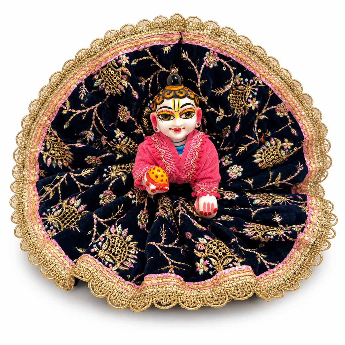 Jogan Meera Blue Pink Heavy Velvet Poshak With Blouse for Laddu Gopal