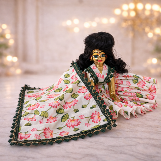 Jogan Meera White Kamal Cotton Poshak for Radha Rani