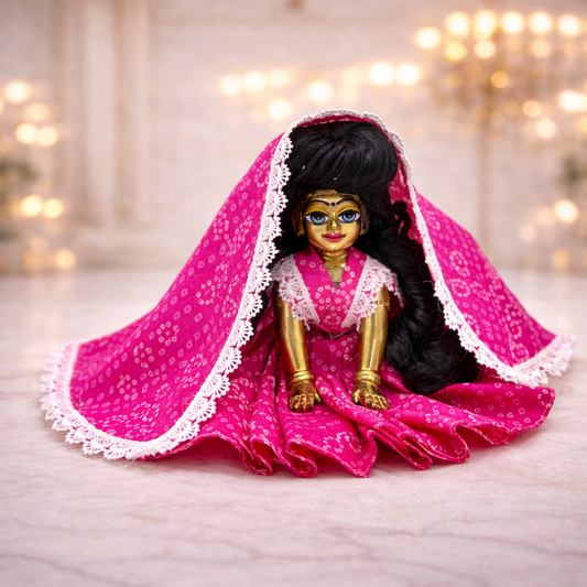 Jogan Meera Pink Bandhani Print Poshak for Radha Rani