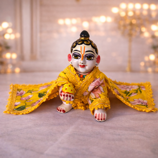 Jogan Meera Yellow Flower Double Frill Chira Vastra for Lalan ju