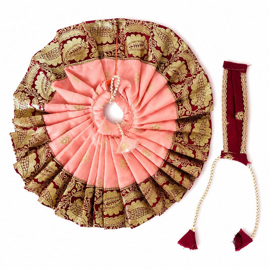 Jogan Meera Banarasi Peach-Brown Double Design Poshak for Laddu Gopal Ji