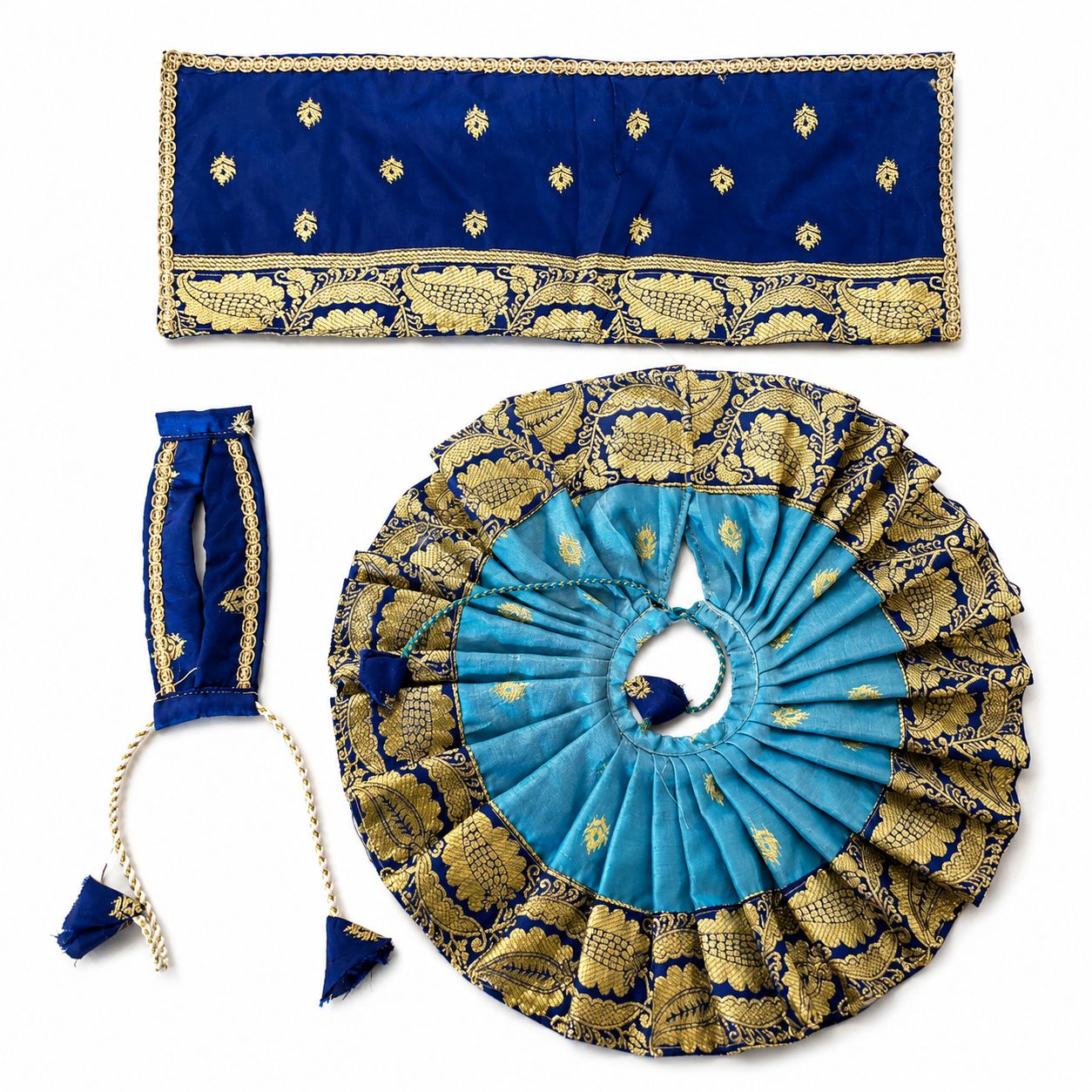 Jogan Meera Banarasi Blue-DarkBlue Double Design Poshak for Radha ju