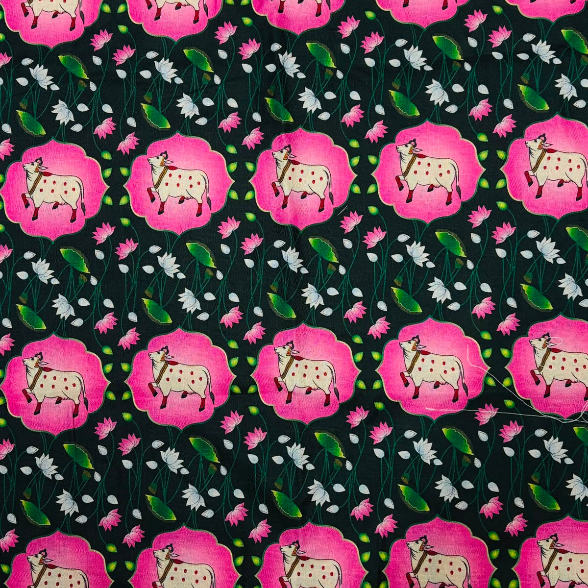 Jogan Meera Hariyali Amavasya Green Cow Cotton Pichvai – 1 x 1 Meter