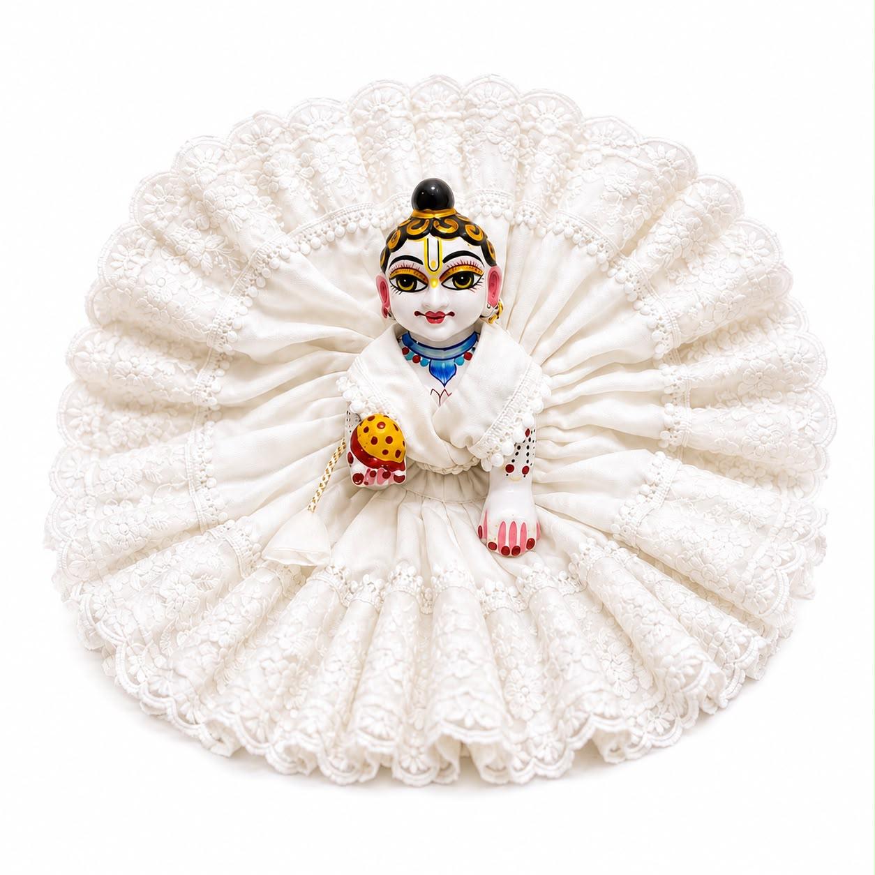 Jogan Meera White Embroidery Colour Poshak for Laddu Gopal Ji