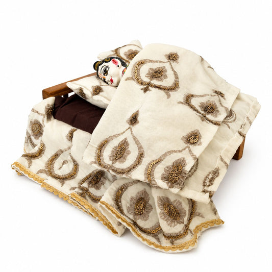 Jogan Meera Bedding Set - Velvet White Colour Heavy Frill (Customized)