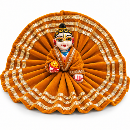 Jogan Meera Rust Orange Daily Wear Gotta Velvet Poshak With Blouse for Laddu Gopal