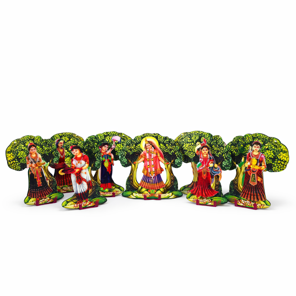 Jogan Meera Ashta Sakhi Jhanki with Radha Rani MDF Stand Set