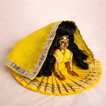 Jogan Meera Yellow Daily Wear Gotta Cotton Poshak for Radha Rani