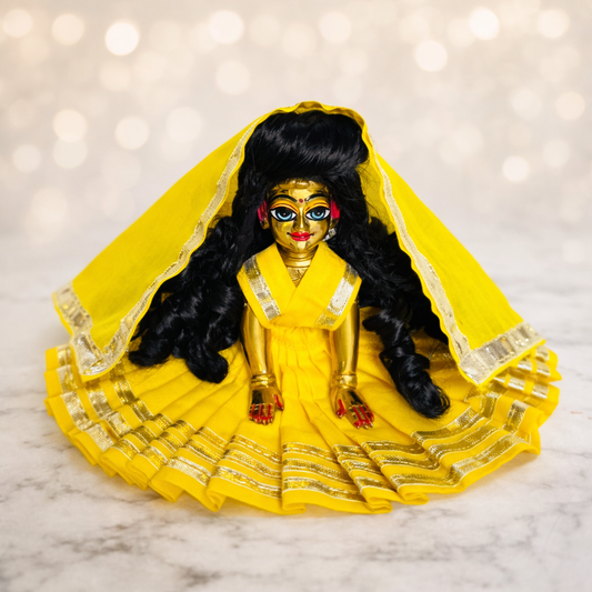 Jogan Meera Yellow Daily Wear Gotta Cotton Poshak for Radha Rani
