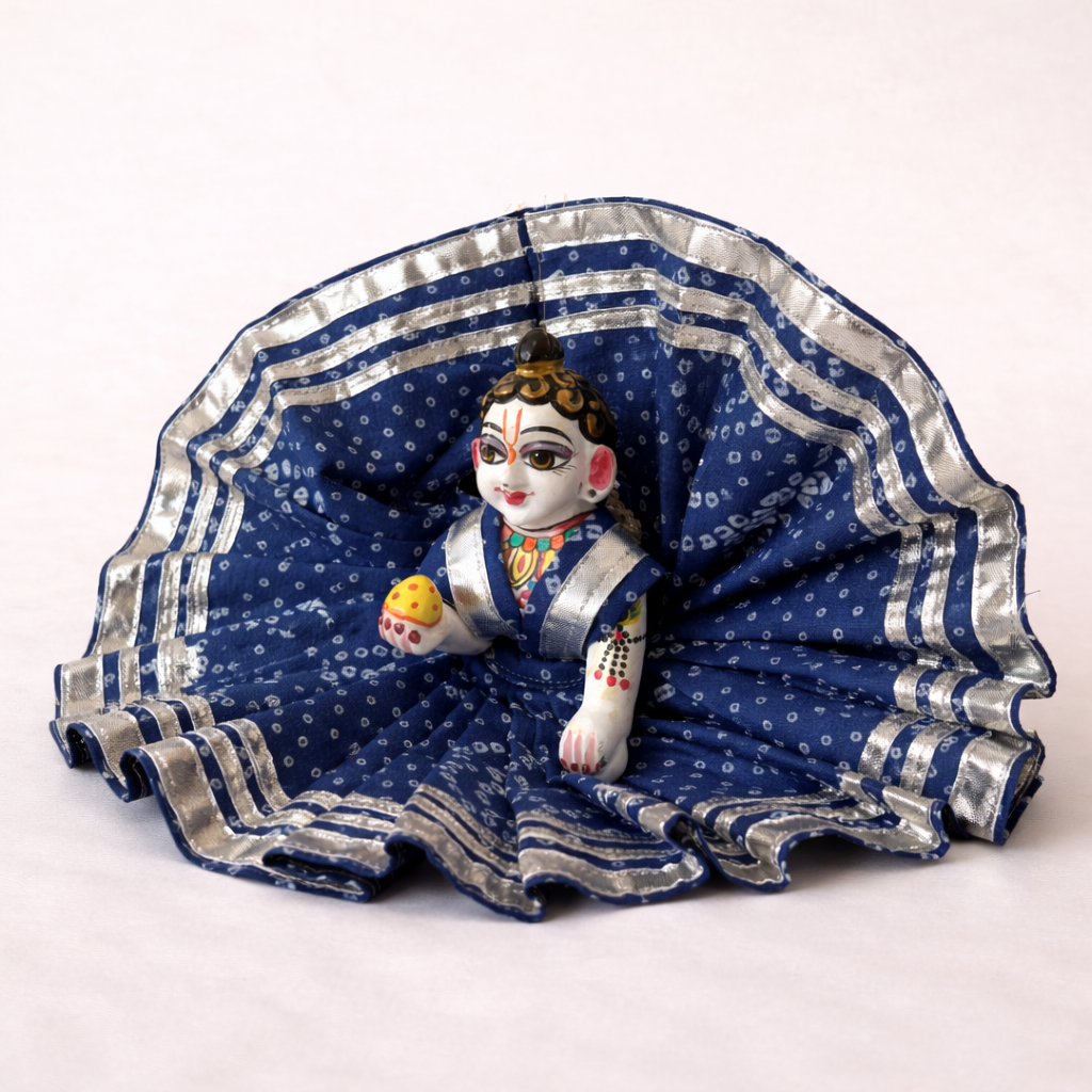 Jogan Meera Dark Blue Bandhani Print Poshak for Laddu Gopal