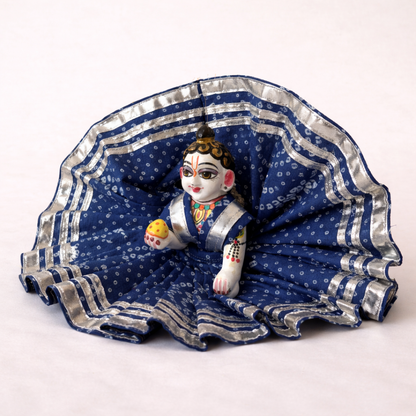 Jogan Meera Dark Blue Bandhani Print Poshak for Laddu Gopal
